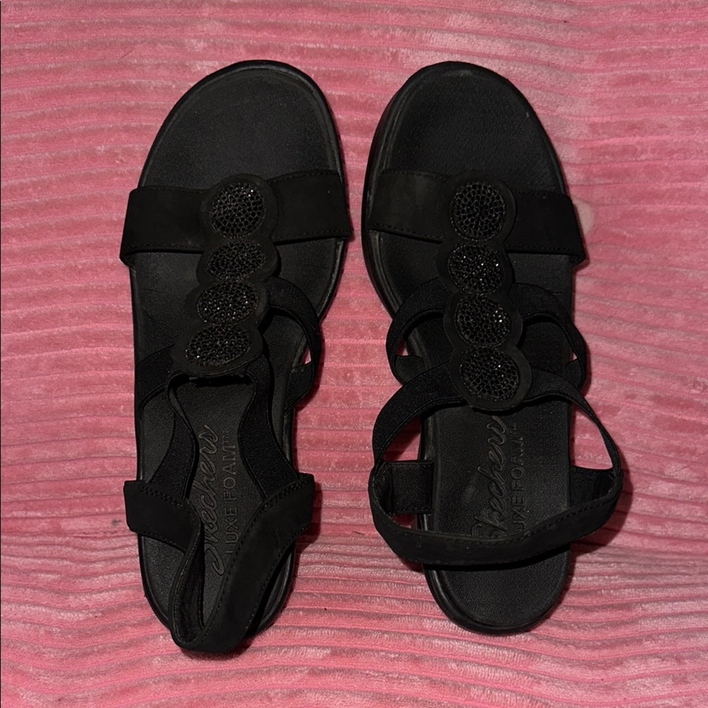 Skechers Black Sandals Sleek Comfort Design